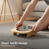 Elevated Pet Bowl Solid Wood Frame Wooden Pet Bowl Stand Anti-Tip Wooden Cat Food Stand for Small Dogs, Young Dogs, Indoors, Kitchen, Living Room