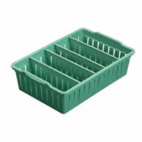 Multi-Compartment Hollowed-perforated Rectangular container long-finaling Storage Basket Lightweight Desktop Organizer Stackable Design for Home Organizers, Office Workers, Homemakers, Kitchen, School, Dorm Room, Bathroom