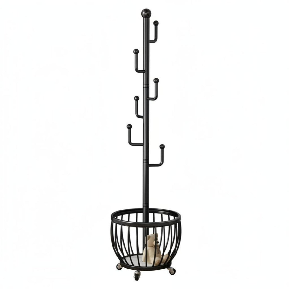 Freestanding Rolling Clothes Rack with Shelves Easy to Move Wheeled Clothes with Bottom Shelf Minimalist Design Garment Stand Space-Saving for Students, Renters, Homeowners, Bedroom, Living Room, Entryway, walk-through Closet