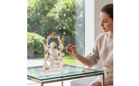 Good Luck Charm Crystal-Look Ganesha Idol Fade Resistant Ganesha Statue with Arch Elephant God Sculpture for Shelf, Desk, Altar