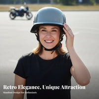 ABS Shell German Aesthetic Half Helmet Lightweight Design Retro Motorcycle Helmet Comfortable Lining for Bikers, Cruising, Road Trips
