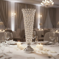 Elegant Crystal Vase Centerpiece Shiny Finish Wedding Centerpiece Vase Easy to Clean Crystal Flower Support for Banquet, Party, Birthday Celebration, Reception