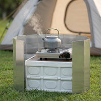 Camping Wind Screen, Foldable, Windproof, 8-Piece, Aluminum Alloy, with Storage Bag, Outdoor, Hiking, Solo Camping