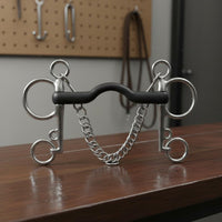 Rubber Wrapped Horse Bit Smooth Surface Rubber Wrapped Stainless Steel Pelham Bit Double Chain Equestrian Gear