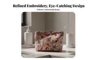 Floral Makeup Bag Large Capacity Embroidered Floral Makeup Bag Portable