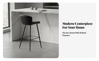 Light Luxury Metal Leg High Stool Comfortable Padded Seat Upholstered Counter Height Stool Anti-Slip Foot Pads Upholstered Kitchen Island Chair Sturdy Construction for Cafe Owners, Homeowners, Couples