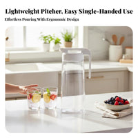Water Jug with Lid Heat Resistant Hot and Cold Water Carafe Leak-Spill-Resistant Large Capacity Beverage Pitcher for Office, Parties, Picnics