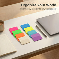 Fluorescent Sticky Notes Index Tabs for Studying, Transparent PET Material Bookmark Flags for Note Taking, Colorful Repositionable Markers