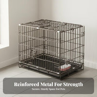 Indoor Dog Playpen with Tray Easy to Clean Foldable Dog Cage Heavy Duty Metal Wire Pet Cage for Small Dogs, Young Dogs, Training