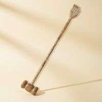 Double Function 2-in-1 Back Scratcher Massager Meridian Wooden Massage Hammer Natural Wood Long Handle Back Scratcher Lightweight and Portable for Elderly, Office