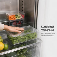 Clear Refrigerator Drawer Organizer with Lid, Stackable Food Storage Container for Kitchen Pantry