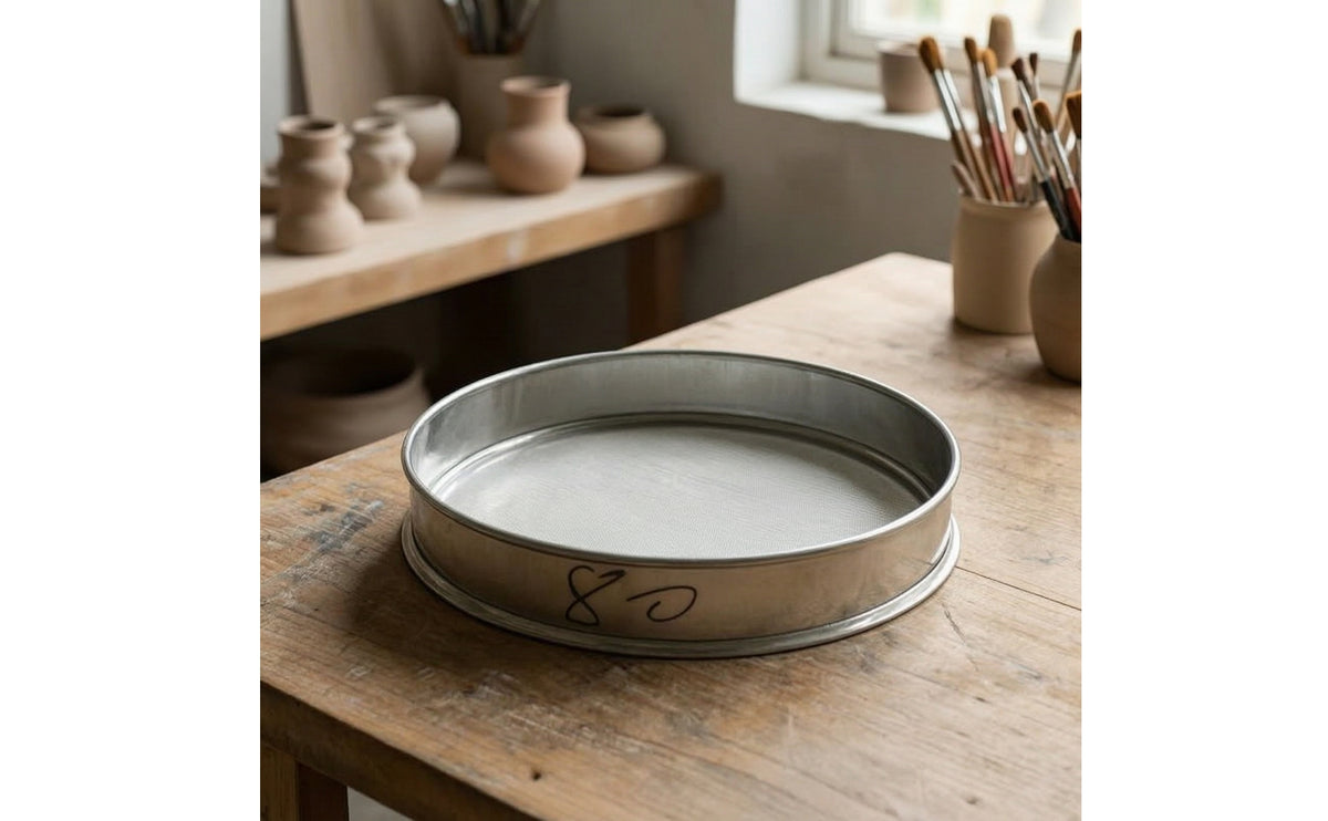 Glaze Sieve Stainless Steel Slip Strainer Sieve with Metal Mesh Rigid Rim Sifter Round for Potters, Pottery Studio