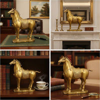 Horse Figurine with Saddle Carved Brass Horse Statue Collectible Ornament for Desk