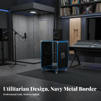 Simple framework Rolling Amplifier Rack sturdyDuty Rolling audio console Stand Mobile Design Audio Cabinet Easy Movement for disc jockeys, Musicians, Stage artists, KTV Room, Clubs, Outdoor Performances