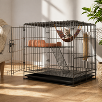 Indoor Cat Cage with Litter Box, Large Cat Villa, Space-Saving Cat House for Small Cats