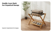 Bamboo Suitcase Stand Folding Compact Modern Look for Small Spaces