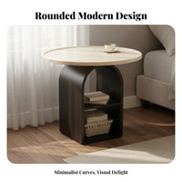 Light Luxury Design Bedside Storage Shelf Creative Design 2-Tier Storage Nightstand Versatile 2-Tier Round Side Table Easy Assembly for Apartment Dwellers, Homeowners, Students, Bedroom, Small Areas, Study Room, Hallway
