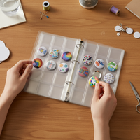 Anime Badge Display Album with Dustproof Sleeves, Large Capacity Collectible Storage Binder for Pins and Buttons
