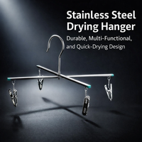 Stainless Steel Pants Hanger with 8 Clips, Heavy Duty Clothes Clips for Closet Organization, Laundry Clips for Adults, Pants Organizer for Closet