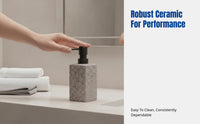 Ceramic Stone-Look Dispenser Bottle, Pump Bottle for Liquid Soap, Bathroom Decor, Hotel, Minimalist