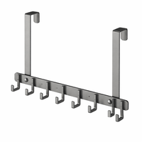 Bedroom Closet Hanging Rack with Hat Hook and Extended Arm for Students, Over the Door Organizer for Coats and Bags, Space Aluminum Material