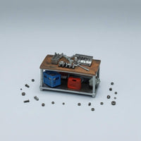 Molded Details Miniature Repair Workbench Artisanal 1:64 Scale Workbench Detailed Miniature Workshop Bench Printed Markings