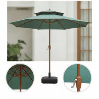 Patio Umbrella with Base UPF 50+ Outdoor Umbrella with Base 16-Rib for Homeowners, Cafe Owners, Garden, Balcony, Backyard