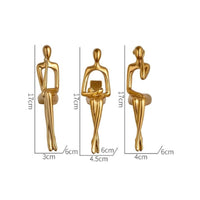 3 Pieces Abstract Human Figurine Modern Statue with Set of 3 Elegant for Office