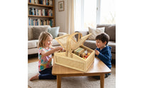 Woven Basket with Lid Handwoven Wicker Basket with Lid Portable for Home Storage