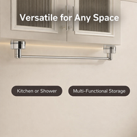 Towel Bar for Washroom and Wet Room, Rotating and Extendable Stainless Rack for Bathroom with Suction Cup
