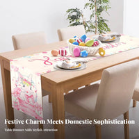 Easter Table Runner Linen Seasonal Spring Kitchen Dining Table Decoration Easter Dresser Scarf for Holiday Decorators, Party Hosts, Kitchen
