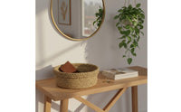 Natural Material Round Woven Basket Multipurpose Entryway Key Tray Lightweight for Living Room, Desktop