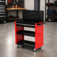 Sturdy Duty Tool Cart, 70x36x67cm Mobile Tool Storage with Locking System, 3 Drawer Tool Chest for Automotive Repair, Matte Black Steel