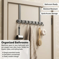 Bedroom Closet Hanging Rack with Hat Hook and Extended Arm for Students, Over the Door Organizer for Coats and Bags, Space Aluminum Material