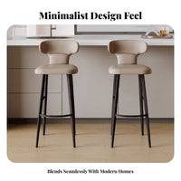 Light Luxury Design Upholstered Stool with Backrest Comfortable Bar Chair Built-in Footrest Seating Furniture Textured Upholstery for Homeowners, Cafe Owners, Adults, Kitchen Island, Dining Room, Restaurant, Lounge