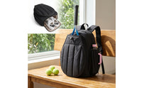 Quilted Backpack with Shoe Compartment Compact Pickleball Backpack Lightweight Pickleball Bag Portable for Gym