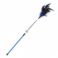 Cat Teaser Rod with Bell Interactive Play Cat Feather Teaser Steel Wire Feather Toy for Indoor