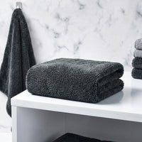 Double Sided Car Drying Towel with Bound Border, High Absorbency Microfibre Cloth for Car Washing, Dark Gray Reusable Microfiber Blend Towel