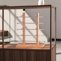 Double-Sided Eyeglasses Display Stand Tabletop Glasses Holder with Wooden Base Countertop Glasses Rack with Wooden Base Large Capacity for Collectors