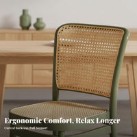 Stackable Cane Back Side Chair Vintage Design Home Seating Century-Century Modern Design Household Furniture Breathable Backrest for Homeowners, Restaurant Owners, Interior Decorators, Dining Room, Kitchen, Cafe