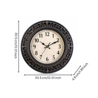 European-Style Vintage Wall Clock Ornate Round Wall Clock Openwork Frame Home Decor Cream-Colored Dial