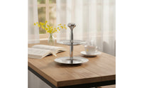 Two-Tier Serving Stand Stainless Steel Tableware Elegant for Home Bakers