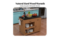 Mobile Kitchen Island Solid Wood Frame Wooden Food Prep Station Movable Food Prep Work Table for Crafters, Students, Dining Room, Small Areas, Pantry