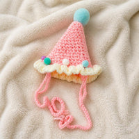 Pet Birthday Hat and Scarf Set for Small Dogs and Cats, Knitted Photo Prop