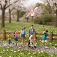 Spring Scene Model Detailed Craftsmanship Kite Flying Model Hand Painted Resin Miniature Scene for Photography