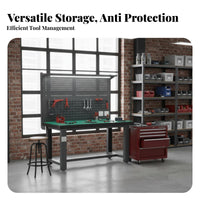 High Load Capacity Heavy-Duty Workbench All-Steel Frame Anti-Static Repair Bench Integrated LED Light Industrial Work Table with Drawers Built-in Power Outlets for Electricians, DIY Enthusiasts, Woodworkers, Factory, Warehouse, Home, Basement