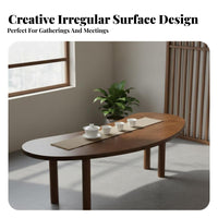 Curved Solid Wood Tea Table Aesthetic Chinese Design Tea Table Thick Tabletop Modern Chinese Design Dining Set for Home Stylists, Living Room