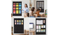 Transparent Hanging Pocket Chart Heavy-Duty Pocket Chart with Clear Pockets Organizer for Homeschoolers