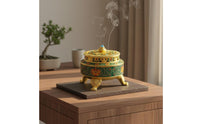 Enameled Aroma Burner Elegant Workmanship Vintage Aroma Holder Metal Aroma Heater Promotes Relaxation Vintage Design Censer