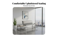With supportrest Lowspine Upholstered Bench Soft Padding Waiting Area Seat Multi-Purpose Seating Furniture long-lasting Construction for Business Owners, Office Managers, Lobby, Salon, Entryway, Bedroom